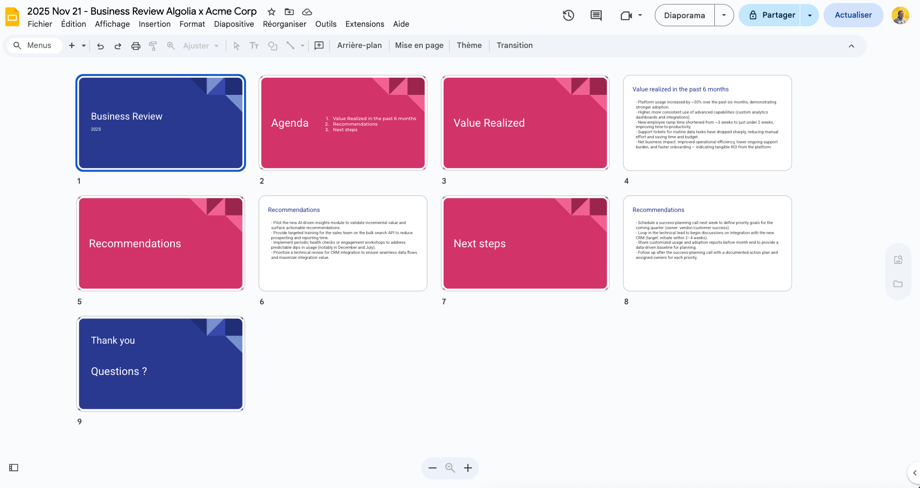 Business review template